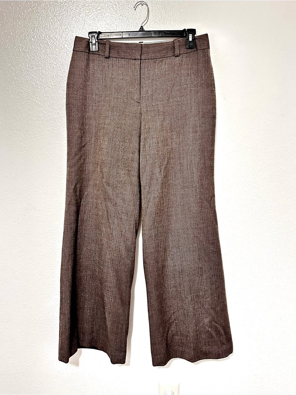 Ann Taylor Trousers Women’s 12 Brown Virgin Wool Blend Wide Leg High Rise Pant